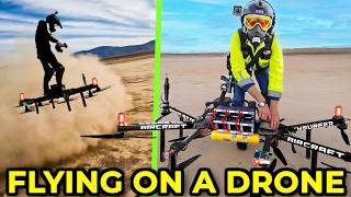 Flying ON a Drone Vehicle Across the Desert in a Race  Human Drone Flight on Hoverboard Aircraft [upl. by Sewoll890]