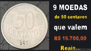 9 Moedas de 50 centavos que valem R 1570000 compro pago avista Estão em circulação [upl. by Sevy]