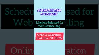 AP EAMCETAP EAPCET 2024 Counselling Schedule released Counselling dates Trending apeamcet2024 [upl. by Acsicnarf]