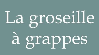 How to Pronounce La groseille à grappes The red currant Correctly in French [upl. by Pietro943]