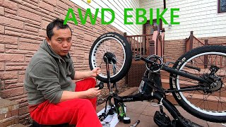 DIY All Wheels Drive Electric Bicycle Build hub motor bike wheel replace spokes [upl. by Luo]