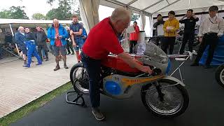 Awesome engine sound of Mike Hailwood’s legendary GP winning Honda RC174 at Goodwood FOS [upl. by Tnecniv]