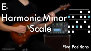 E Harmonic Minor Scale  Five Positions [upl. by Avril]