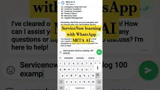 ServiceNow learning with WhatsApp META AI  skfacts servicenow metaai trending [upl. by Jempty]