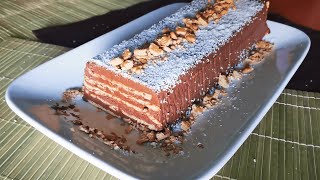 Tarta de Galletas y Chocolate  Tarta de la Abuela  Sin Horno y Sin Huevo [upl. by Hershel446]