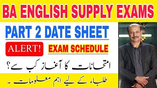 BA English Supply Exams 2024  Date Sheet  Punjab University  Prof Tanveer [upl. by Aihsiym]