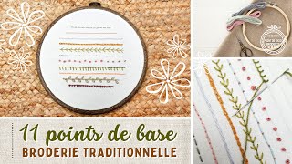 11 Points de base faciles pour broderie à la main PointdecroixetBroderie [upl. by Doughty]