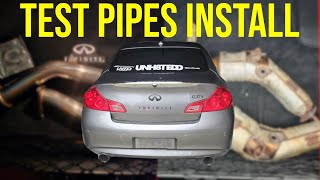 G37 Test Pipes Install  Sound Clips [upl. by Esmaria52]