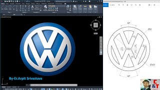 Volkswagen Logo in AutoCAD ll AutoCAD Practice Drawing ll Cadamptech [upl. by Adoree]