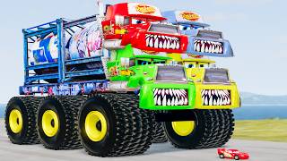 Crazy Escape From The Giant Tanker Truck Zombie Monster Eater VS Lightning McQueen Beamng Drive 341 [upl. by Kessiah406]