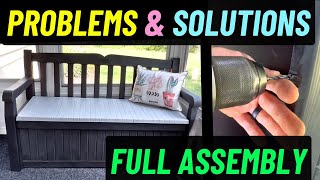 Keter Solana Outdoor Storage Bench  FULL ASSEMBLY amp solutions to problems  a review [upl. by Jen]