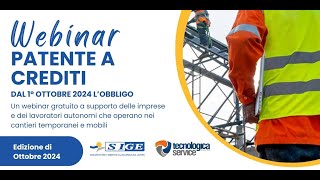 Webinar SIGE La disciplina della PATENTE a CREDITI [upl. by Justus405]