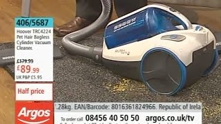 Hoover Rush Pets Bagless Cylinder Vacuum Cleaner BeingDemonstrated on Argos TV [upl. by Ariec]