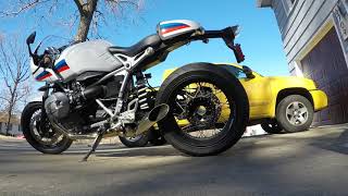 2017 BMW R9T Racer with Pro Race GPS1 Exhaust  Cold Start with some Revs [upl. by Aivlys]