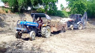 tractor  New Holland 3600 Stuck in Mud  Terex Backhoe Machine Pushing Them 😴😴😴 [upl. by Yennek]