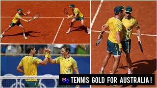 🇦🇺 Australias Matthew Ebden and John Peers winning gold in Olympic Roland Garros Mens doubles [upl. by Irotal]