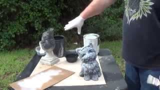 How to properly paint concrete statuary Part 1 How to base coat and dry brush [upl. by Anaehs]