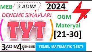 3 Adım Deneme Sınavları  TYT  3 Adım 4 Deneme  Matematik  Temel Matematik Testi  MEB  2024 [upl. by Elleiand]