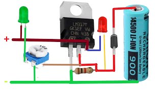 Smart 18650 Liion Charger circuit with battery full led indicator  With LM317 [upl. by Pelagias]