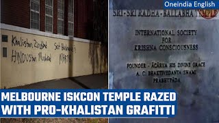 Australia Iskcon temple in Melbourne vandalised by group of Khalistan supportersOneindia NewsNews [upl. by Akihsay]