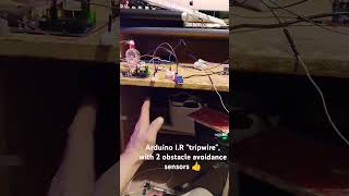 IR tripwire using 2x obstacle avoidance sensors UNO r3 Arduino IDE written with tinkercad [upl. by Desimone945]