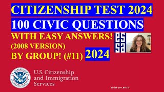 2024 Random 100 Civics Questions and Answers by Group US Citizenship Interview Slow Easy Answer 11 [upl. by Eelirak205]