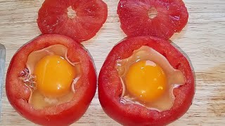 Air fryer Egg and Cheese in Tomato Hole Breakfast Recipe shorts [upl. by Lekcar]