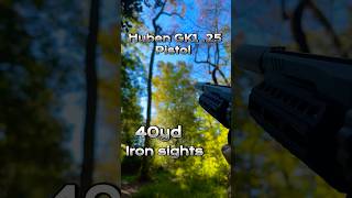 Pistol with iron sights goes 40yd  Huben GK1 Squirrel Hunting Headshot airgun airgunhunting [upl. by Johann565]