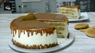 TARTA fácil de CARAMELO y GALLETA ¡4 ingredientes sin horno 332 [upl. by Ydnak]