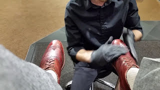 Best shoe shine in Denver  ASMR  POV  Cole Haan Boots [upl. by Asyl166]