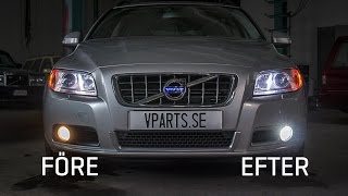 Byte dimljuslampa till LED samt dimljusgaller på Volvo V70 08  VPARTSSE [upl. by Ecnedurp]