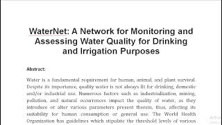 WaterNet A Network for Monitoring and Assessing Water Quality for Drinking and Irrigation Purposes [upl. by Garzon]