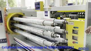 Adhesive tape cutting slitting machine with 6 axis tapecuttercuttingmachinecuttape [upl. by Anoirtac]