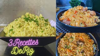 3 Recettes de RIZ super simple et très délicieuxle goûtle goût…facile et rapide à faire [upl. by Anaehr]