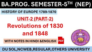 unit2 part1 Revolutions of1830 and 1848  ba5thsem europeanhistory worldhistory du [upl. by Acinnad]