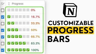 Customizable Progress Bars In Notion Easy Notion Tutorial [upl. by Allin157]