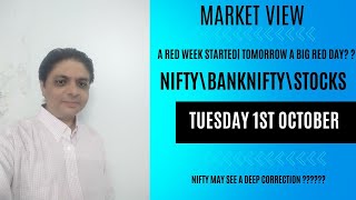 1ST OCTOBERNIFTY\BNF\STOCK VIEWS A BIG RED TUESDAY SELL ON RISE WILL NIFTY BREAK 25600 [upl. by Drews]