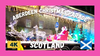 Aberdeen Christmas Light Parade 2023  Walking Tour  Scotland  ASMR  4K [upl. by Aivataj]