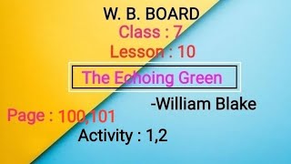 w b board class 7 english lesson 10 activity 12 page 100101 [upl. by Dorotea40]