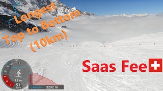 4K Skiing Saas Fee 10km Longest and Easiest Top to Bottom Wallis Switzerland GoPro HERO9 [upl. by Peyter495]