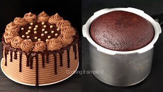 കുക്കറിൽ പെർഫെക്റ്റ് ചോക്കലേറ്റ് കേക്ക് chocolate cake in pressure cooker chocolate birthday cake [upl. by Walden]