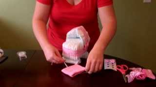 How to make a Diaper Cake Simple Bassinet with wheels for baby shower [upl. by Areemas]