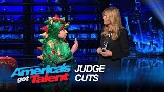 Piff the Magic Dragon Comedic Magician Kisses Heidi Klum  Americas Got Talent 2015 [upl. by Epps]