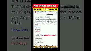 MRF share dividend all updates November 24 dividendpayout [upl. by Aneres]