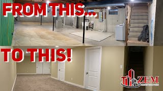 Basement Finishing From Scratch Remodel Time Lapse [upl. by Milka]