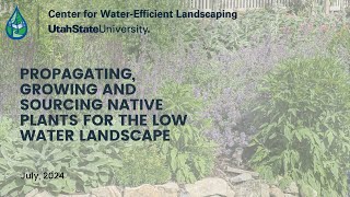 Propagating Growing and Sourcing Native Plants for the Low Water Landscape July 2024 [upl. by Freiman]