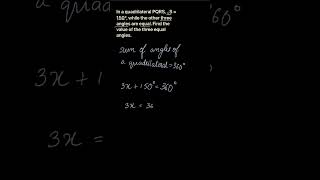 Find angles of a quadrilateral geometry maths shorts [upl. by Aerdnaz509]