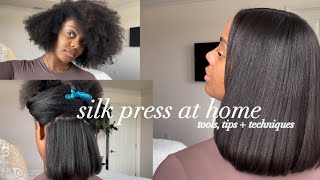 DIY silk press on type 4 hair  detailed tutorial with tips tools  techniques [upl. by Konstanze788]