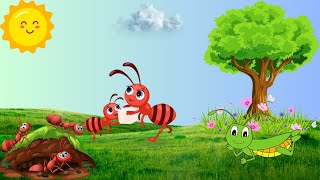 The Ant amp The Grasshopper story  English cartoon for kids  Bedtime Stories  Animals for kids [upl. by Atirak]