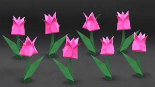 Easy Origami Tulip  How to Fold [upl. by Elvin122]